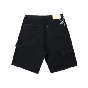 Vintage washed workwear denim shorts